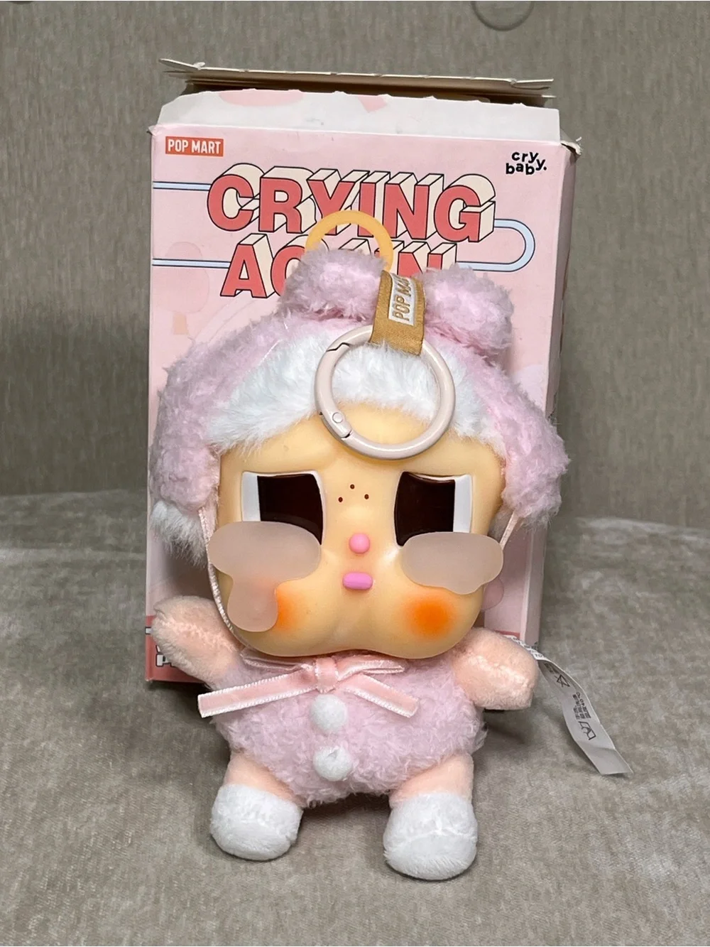 POP MART Crying Agent Pink Plush Keychain Card Holder